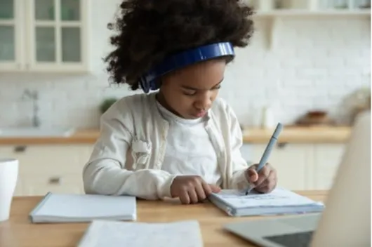 Girl participating in e-learning